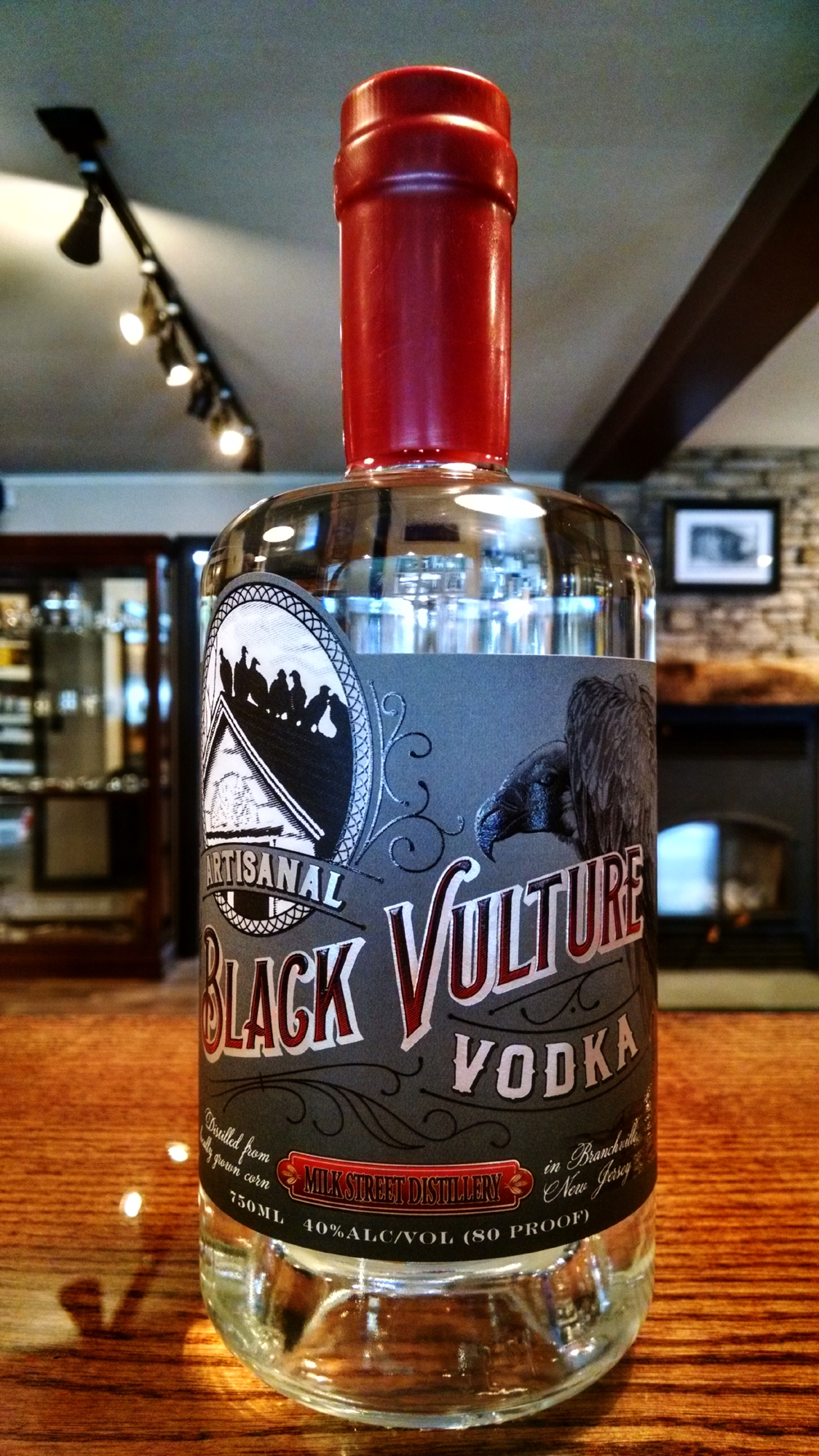 Black Vulture Vodka bottle.